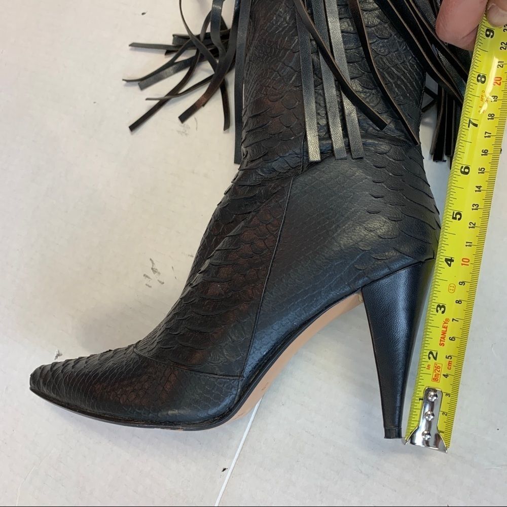 Fantasy collection black high heel fringe boots - Picture 9 of 12